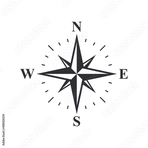 Wind rose. Compass rose. Navigation button. Cardinal points. Star icon. Star button. Logo template. North, east, south, west. World directions. Map orientation. Map symbol. Compass icon. Cartography.