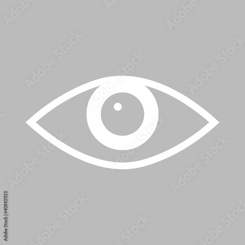 Auge - Icon, Symbol, Piktogramm, grafisches Element - Vektor - Hintergrund - grau weiß 