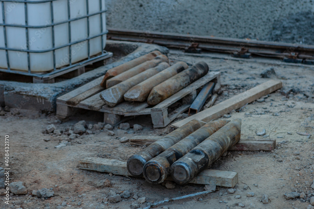 Metro construction in the city. Blasting work in the subway. Descent into the ground. Metro construction in the city. Blasting work in the subway. Descent into the ground.