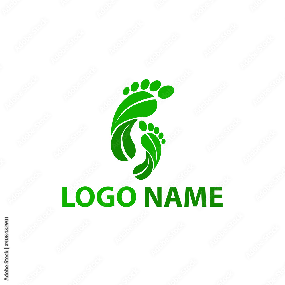 Footprint logo design with leaf pattern. designs for health clinics