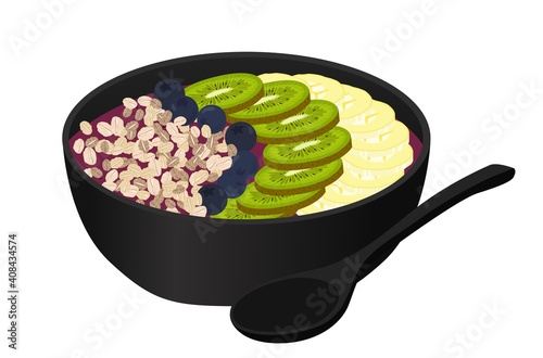acai bowl with fruit and oat