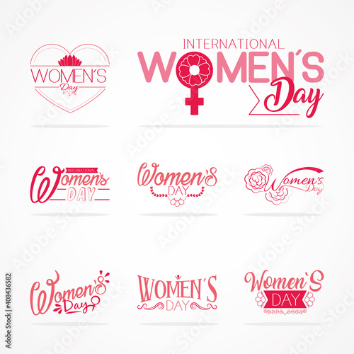international womens day lettering designs set, colorful design