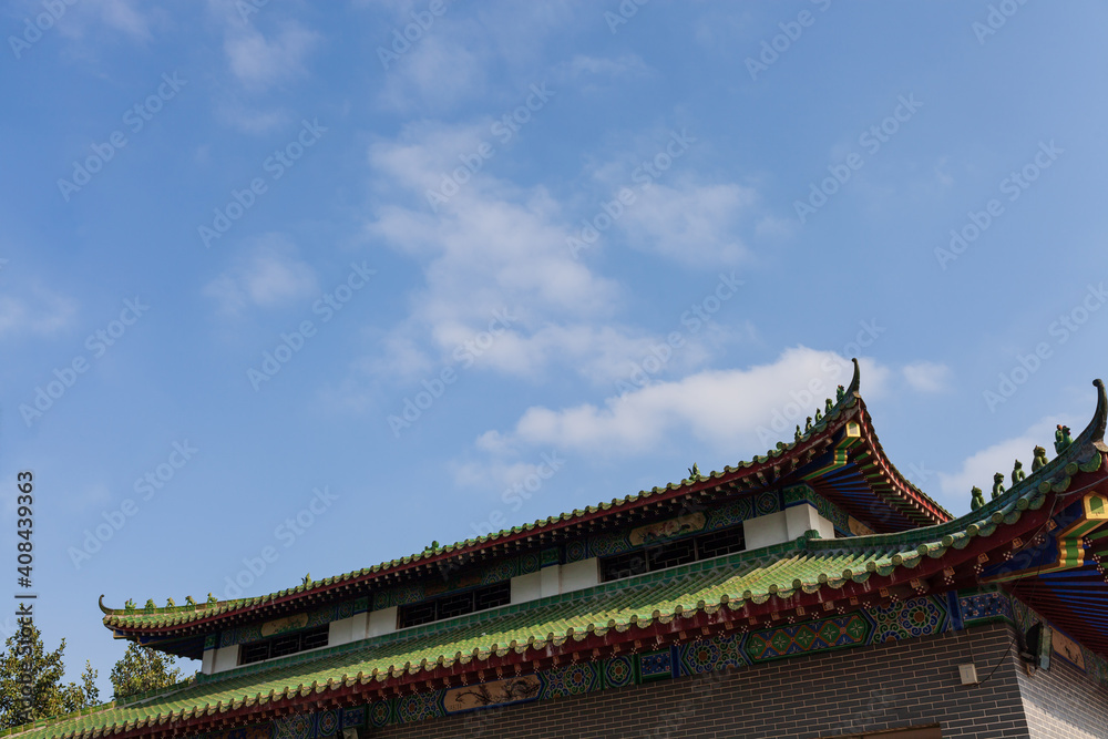 Roof of ancient Chinese Architecture, Old building under blue sky. Roof of ancient Chinese Architecture, Old building under blue sky.
