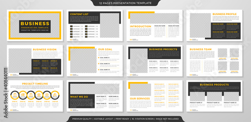 set of multipurpose business presentation layout template design with modern style and minimalist concept use for business annual report and infographic