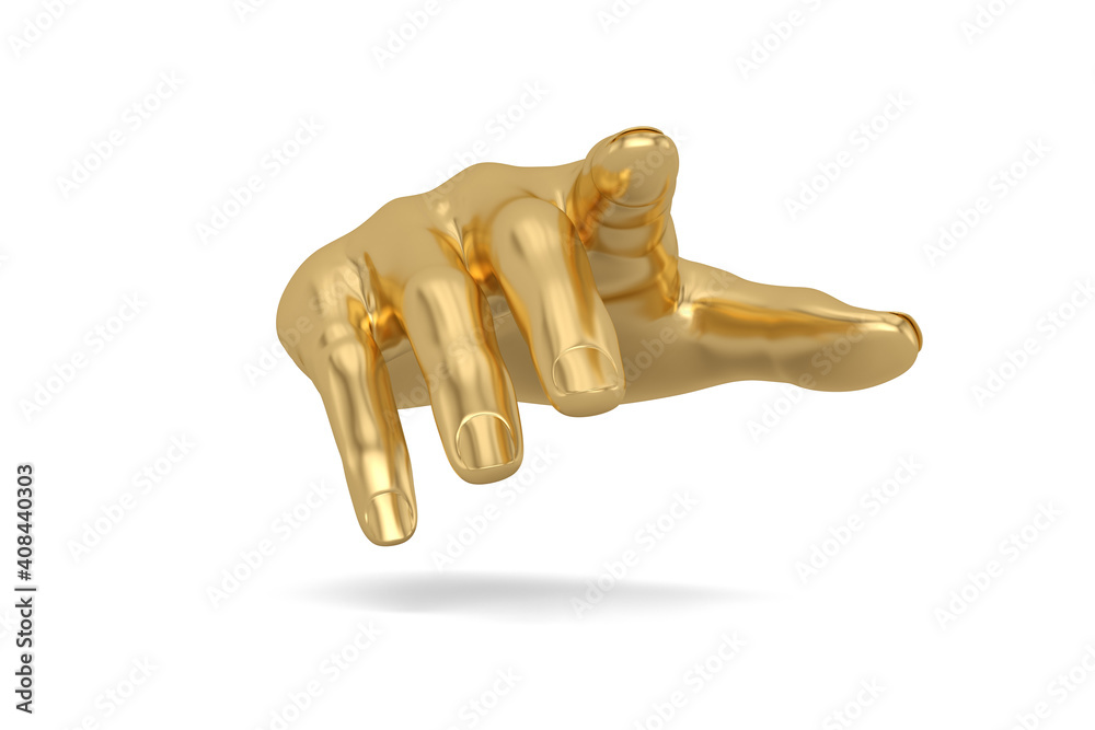 Gold hand Isolated On White Background, 3D rendering. 3D illustration ...
