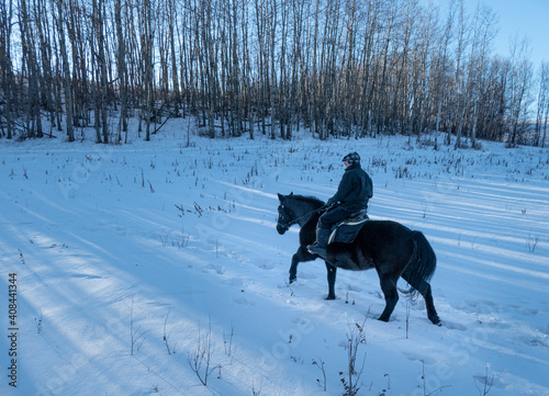 horse riding in winter