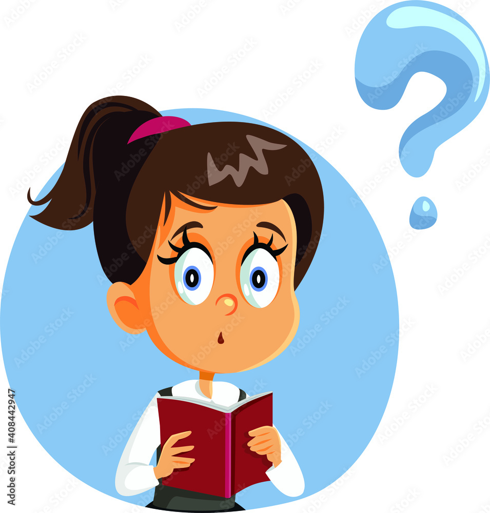 Student Girl Holding a Book Having Questions Student Girl Holding a Book Having Questions