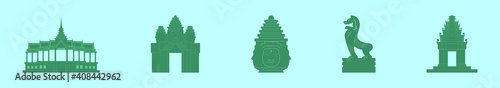 set of Cambodia symbol cartoon icon design template with various models. vector illustration isolated on blue background