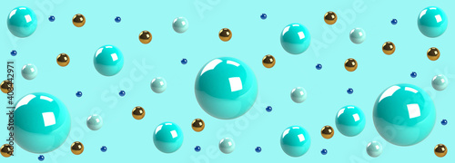  Multicolored sphere ball on blue background, 3d shape, 3d illustration