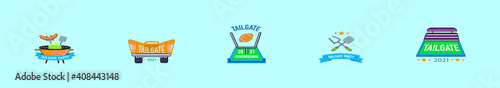 set of tailgates logo cartoon icon design template with various models. vector illustration isolated on blue background