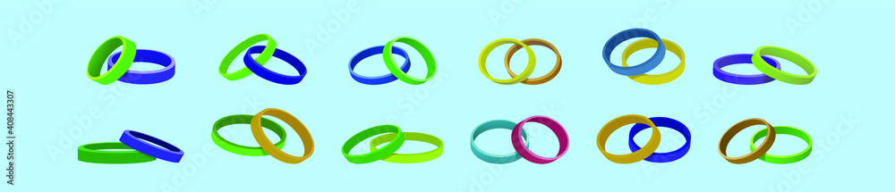 set of wristband cartoon icon design template with various models. vector illustration isolated on blue background set of wristband cartoon icon design template with various models. vector illustration isolated on blue background