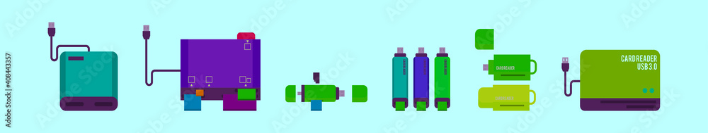 set of card reader cartoon icon design template with various models. vector illustration isolated on blue background set of card reader cartoon icon design template with various models. vector illustration isolated on blue background