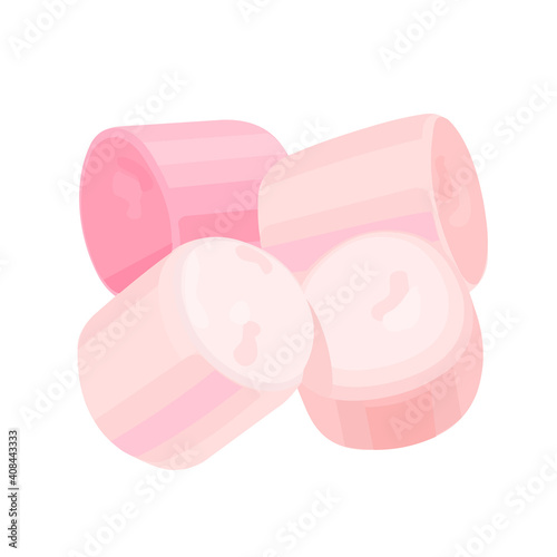 Pink marshmallow on isolated on white background. Vector illustration