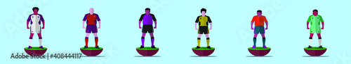 set of football player cartoon icon design template with various models. vector illustration isolated on blue background
