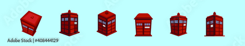 Fotografie set of tardis police phone box cartoon icon design template with various models
