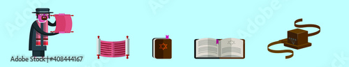 set of jewish tradition cartoon icon design template with various models. vector illustration isolated on blue background