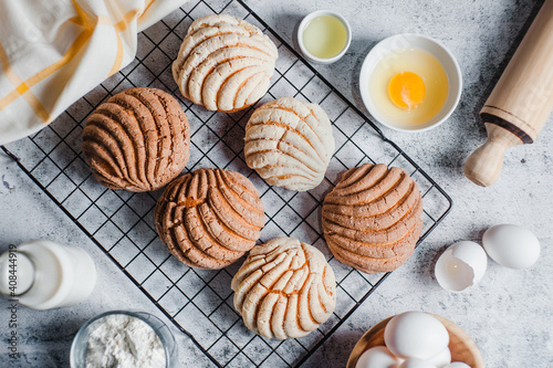 concha mexican bread, Ingredients for baking traditional conchas in Mexico