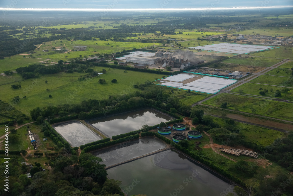 Water storage in a factory and treatment in a factory in Colombia.