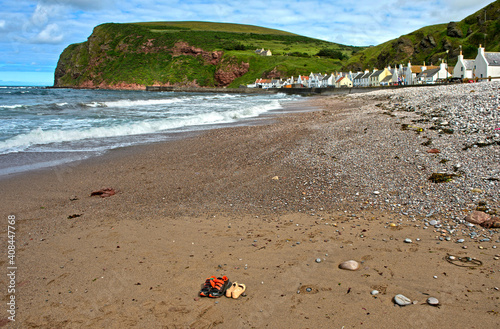 At The Beach Of The Fishing Village Pennan, Scotland, Great Britain photo