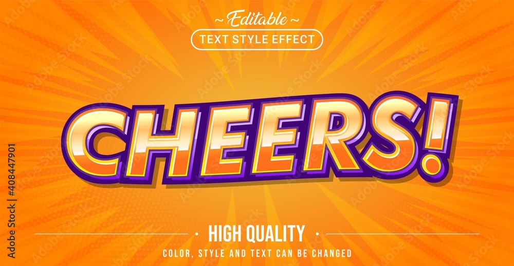 Editable text style effect - Cheers text style theme.