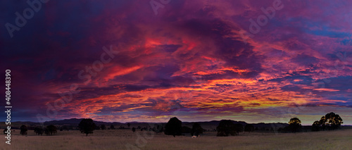 Beautiful sunrise over Westbrook/Glendonbook area ,near Singleton in the Hunter Valley of N.S.W. Australia.