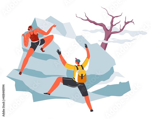 Mountain climbing extreme hobby of people vector