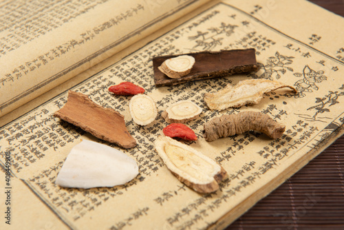 Chinese herbal medicine selection on old book