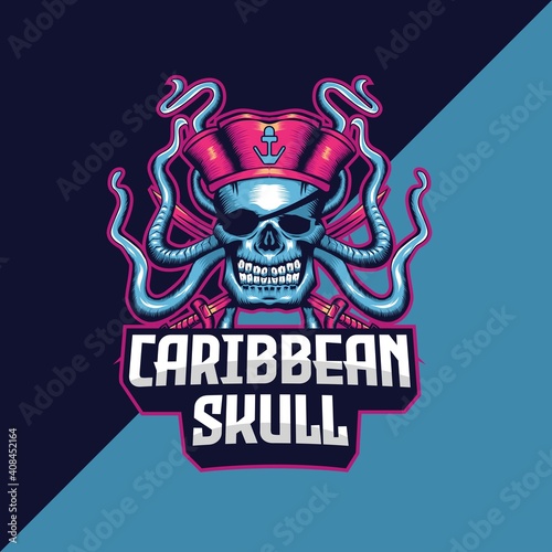 vector of skull mascot logo. perfect for gaming team, merchandise, apparel, etc