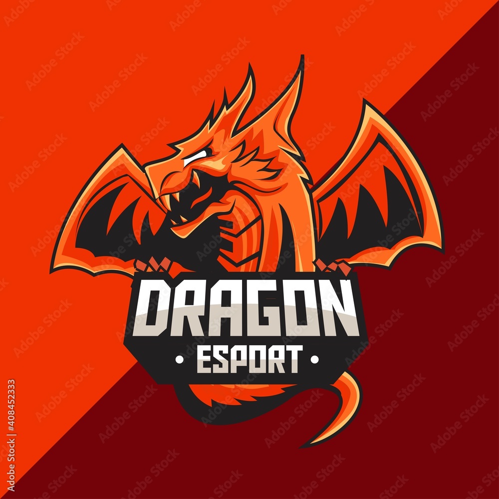 Dragon mascot logo template. perfect for gaming team, merchandise, apparel, etc