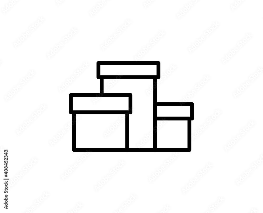 Box line icon. High quality outline symbol for web design or mobile app. Thin line sign for design logo. Black outline pictogram on white background Box line icon. High quality outline symbol for web design or mobile app. Thin line sign for design logo. Black outline pictogram on white background