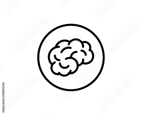 Line Brain icon isolated on white background. Outline symbol for website design, mobile application, ui. Brain pictogram. Vector illustration, editorial stroke. Eps10