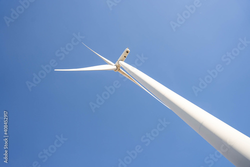 Wind turbines are alternative electricity sources, the concept of sustainable resources, Beautiful sky with wind generators turbines, Renewable energy