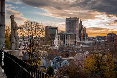 Providence sunset skyline city
