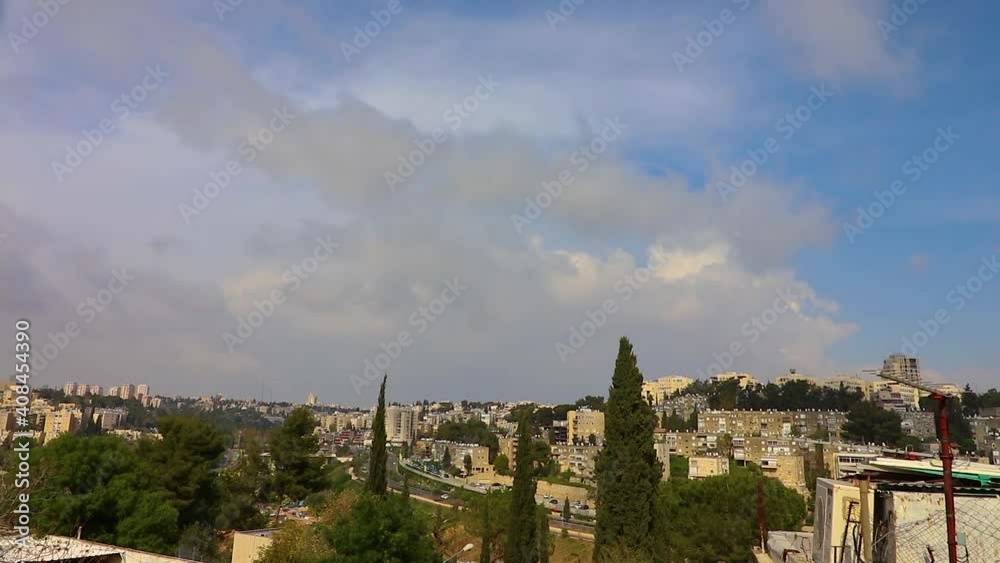 Timelaps of clouds moving over the city of Jerusalem, Timelaps of clouds moving over the city of Jerusalem,