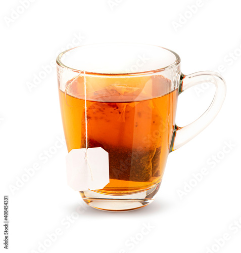 Glass of tea isolated on white background.