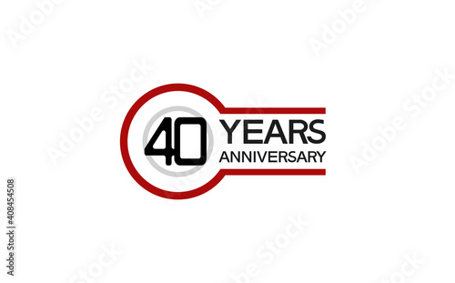 40 years anniversary with circle outline red color isolated on white background for company celebration, greeting card and invitation