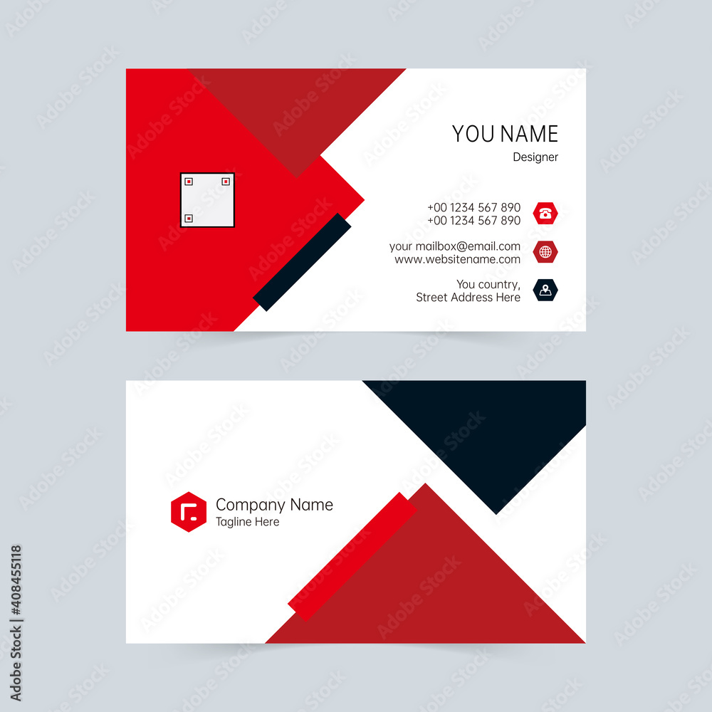 Black and red simple geometric business card