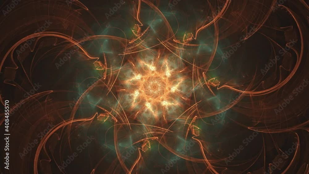 Cosmic flowering fractal, abstract geometry dimension, tranquil and meditative background wallpaper.