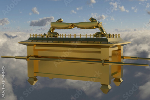 Photography ark of the covenant floating high in the skies 3d render