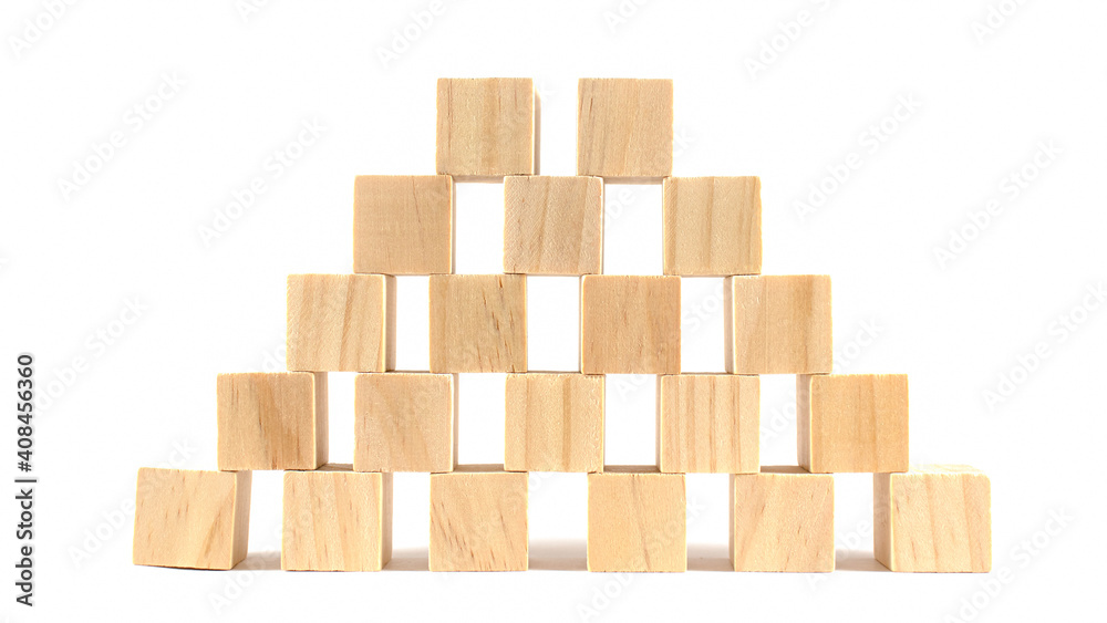Numerous wooden blocks arranged like a pyramid. Numerous wooden blocks arranged like a pyramid.