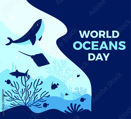 Background World Ocean Day concept vector flat photo