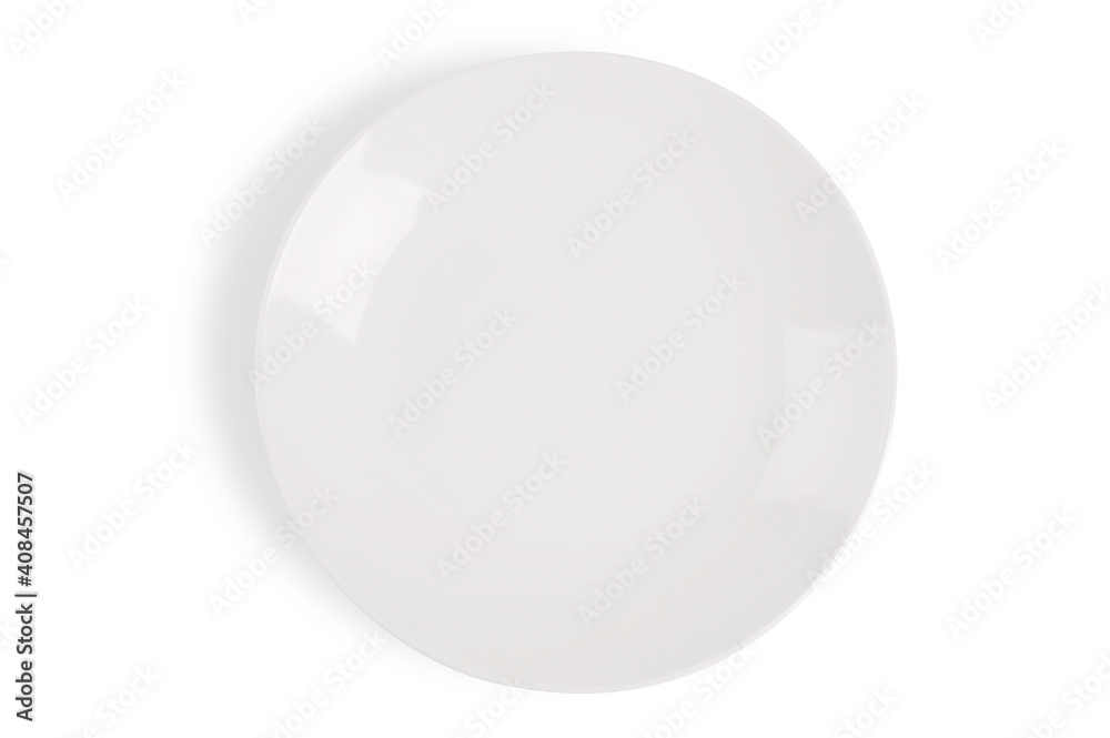 Top view White plate on white background. Top view White plate on white background.