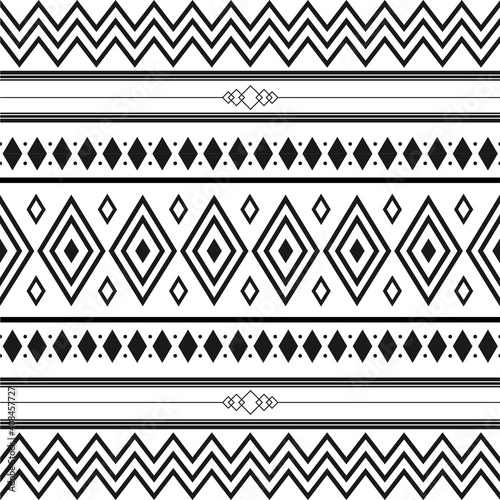 Black and white tribal ethnic pattern with geometric elements, traditional African mud cloth, tribal design. fabric or home wallpaper design