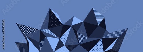 Abstract faceted background in memphis style. Geometric pattern with gems structure. Polygonal mosaic 3d vector illustration.