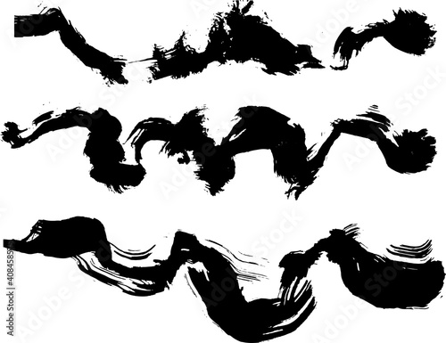 Black ink vector brush strokes. Vector illustration. Grunge freehand wave texture.