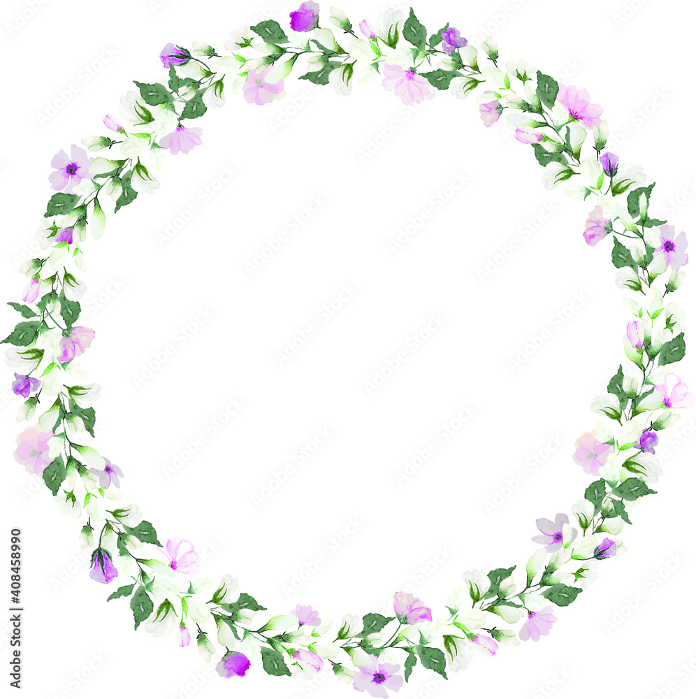 Vintage water color flower wreath frame, vector illustration flower art decoration concept