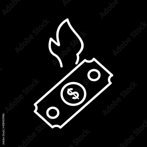 Unique Dollar On Fire Line Vector Icon