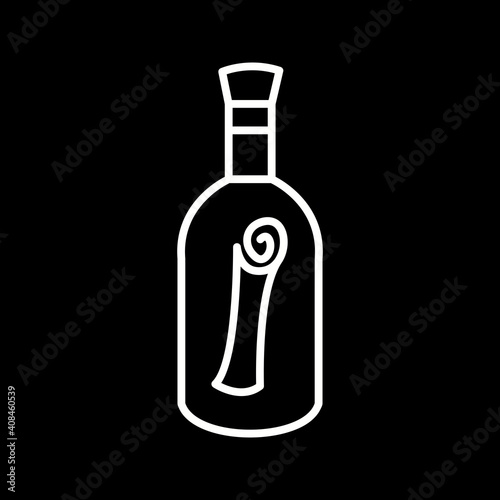 Unique Scroll In bottle Line Vector Icon