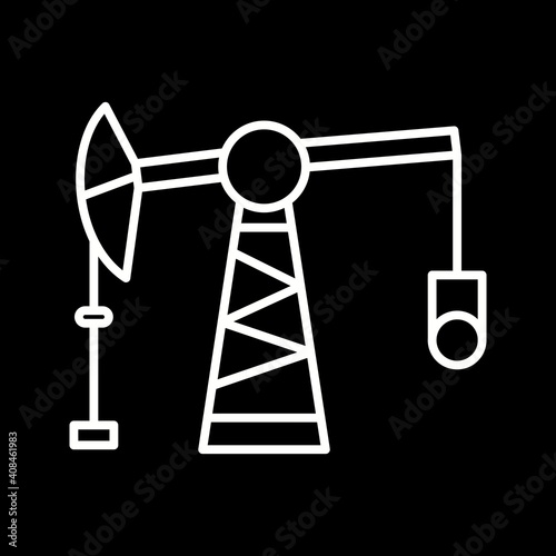 Unique Pumpjack Line Vector Icon