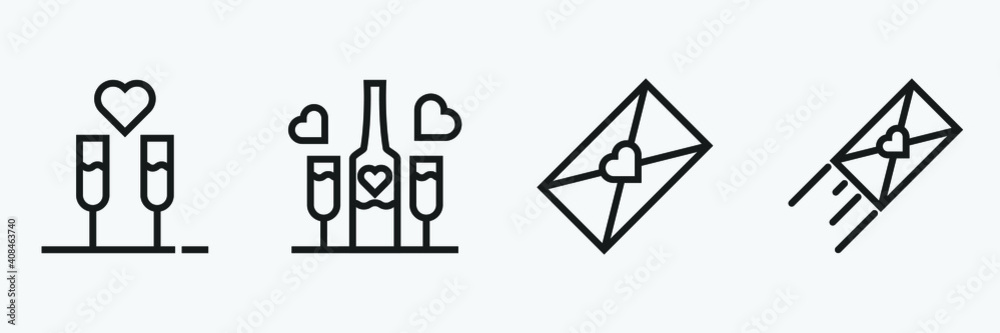 Editable Set Of Valentine Icon Line Art Icon Using For Presentation, Website And Application Editable Set Of Valentine Icon Line Art Icon Using For Presentation, Website And Application